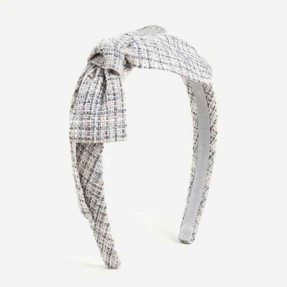 Bow headband in ivory tweed